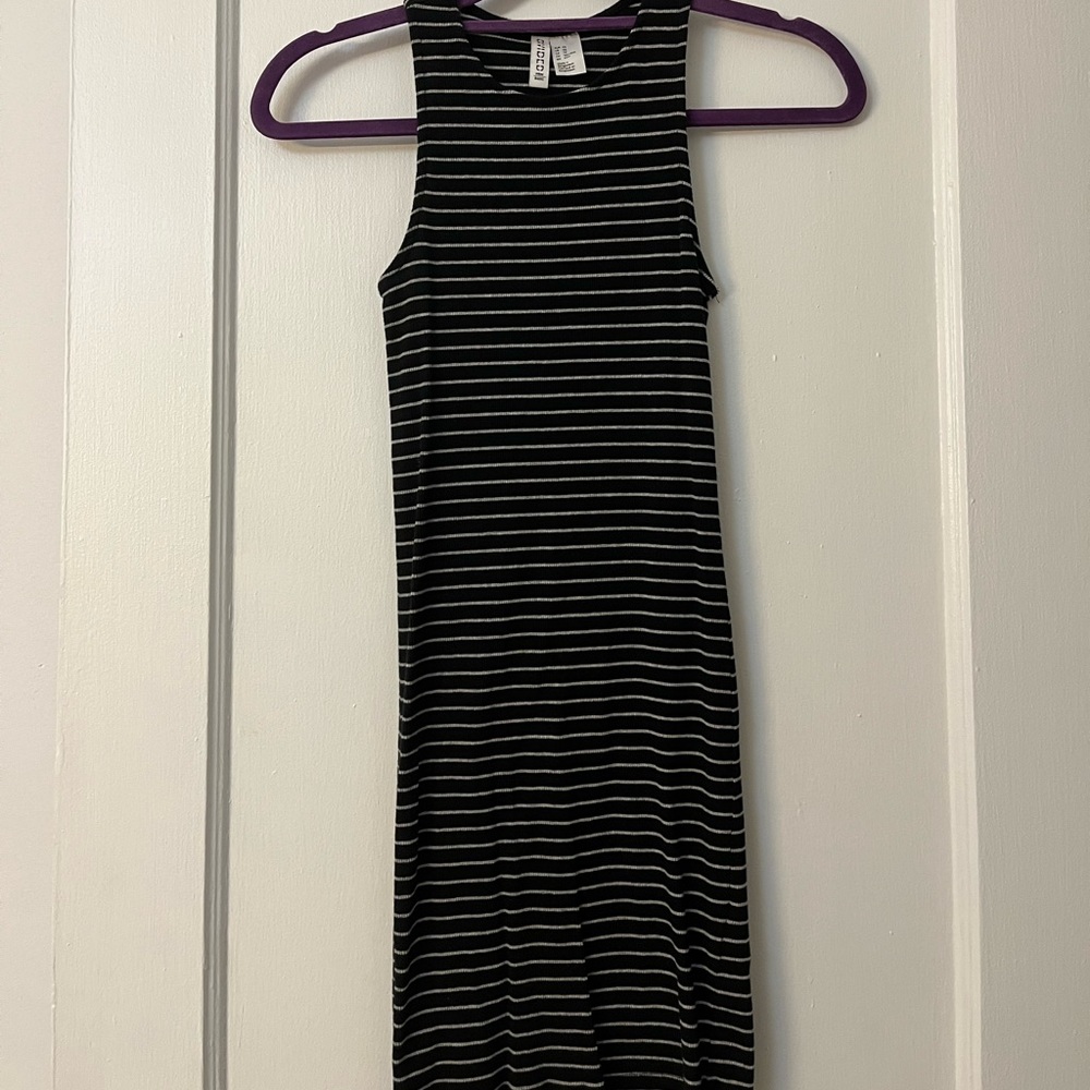 Black and white striped dress